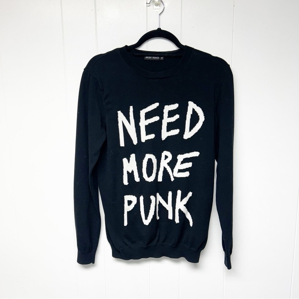 Antony Morato Black Need More Punk Graphic Long Sleeve Sweater Medium